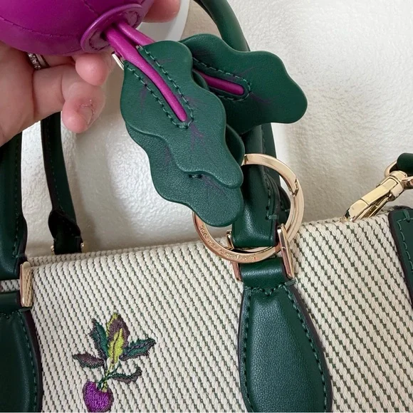 KATE SPADE Ellie Harvest Embroidered Small Tote & 3d Beet Vegetable Keychain - Picture 4 of 9
